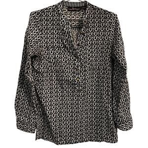 Liza Byrd Black and White Circle Print Lightweight Cotton Tunic M
